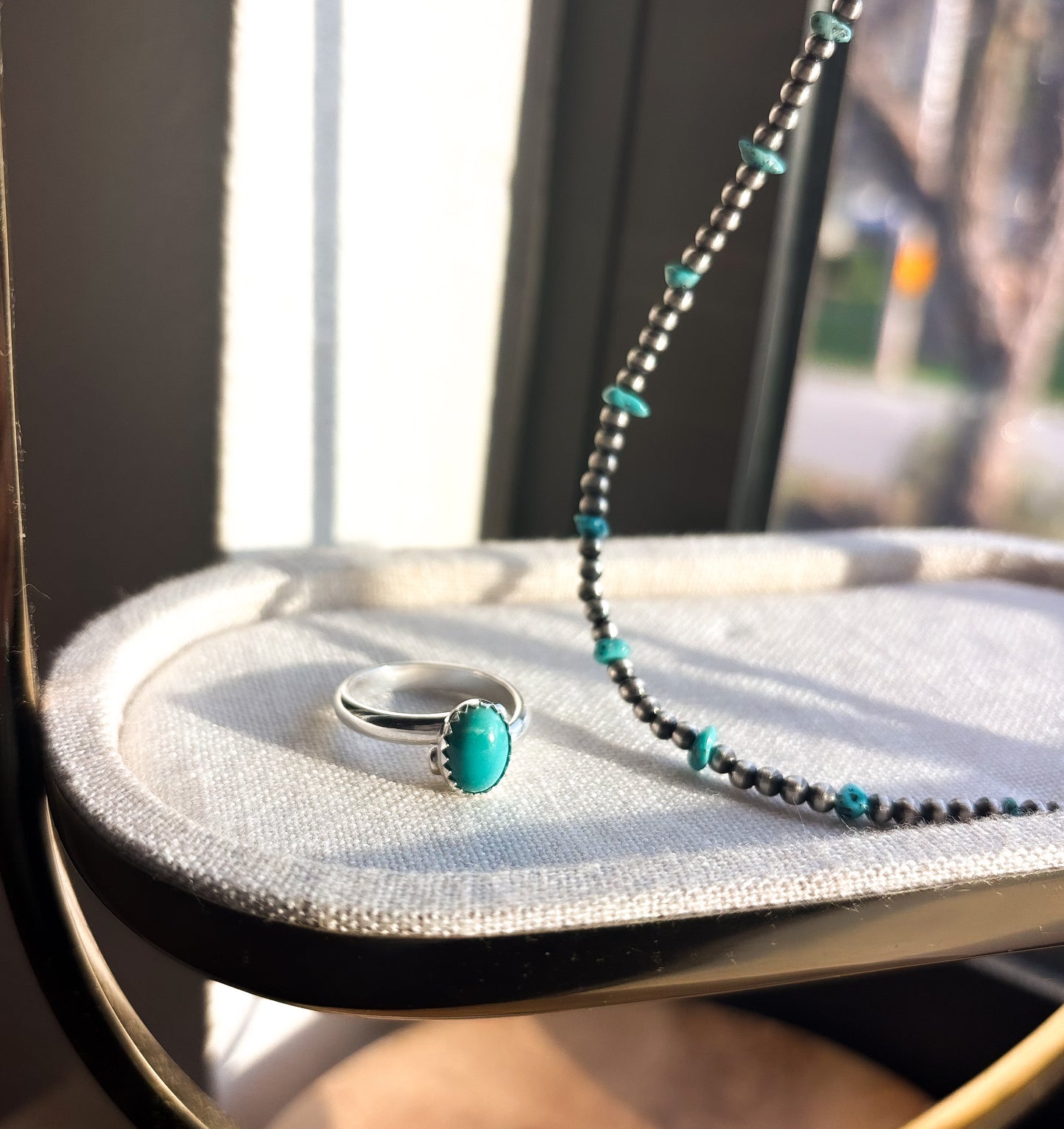 Sterling Silver & Turquoise Ring (Size 7)