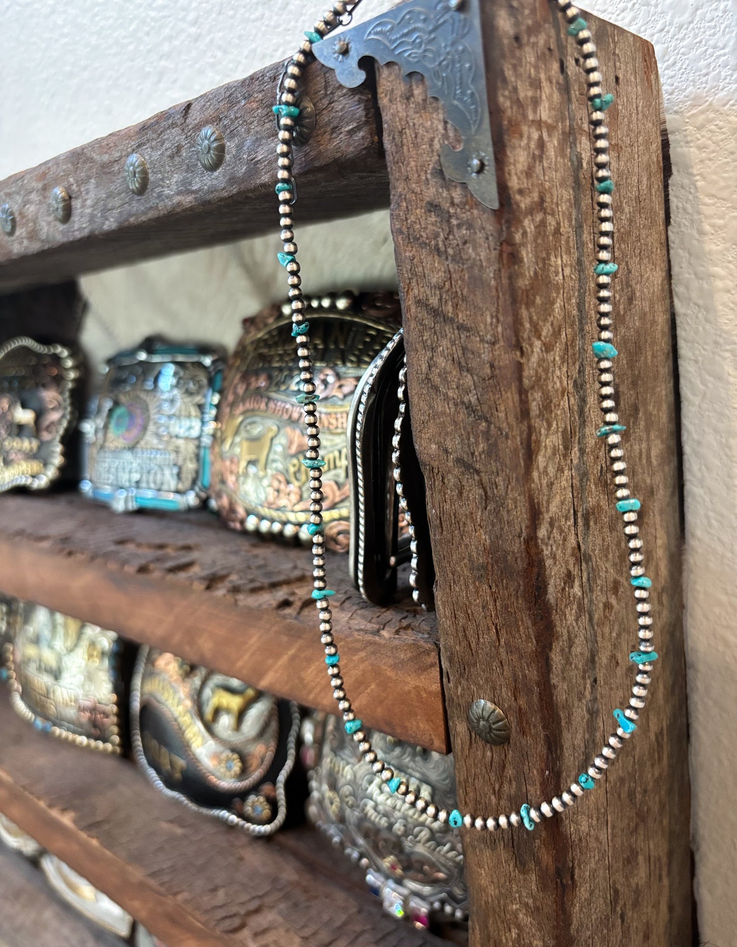 Desert Blossom Turquoise & Pearls Necklace (16") (3mm)