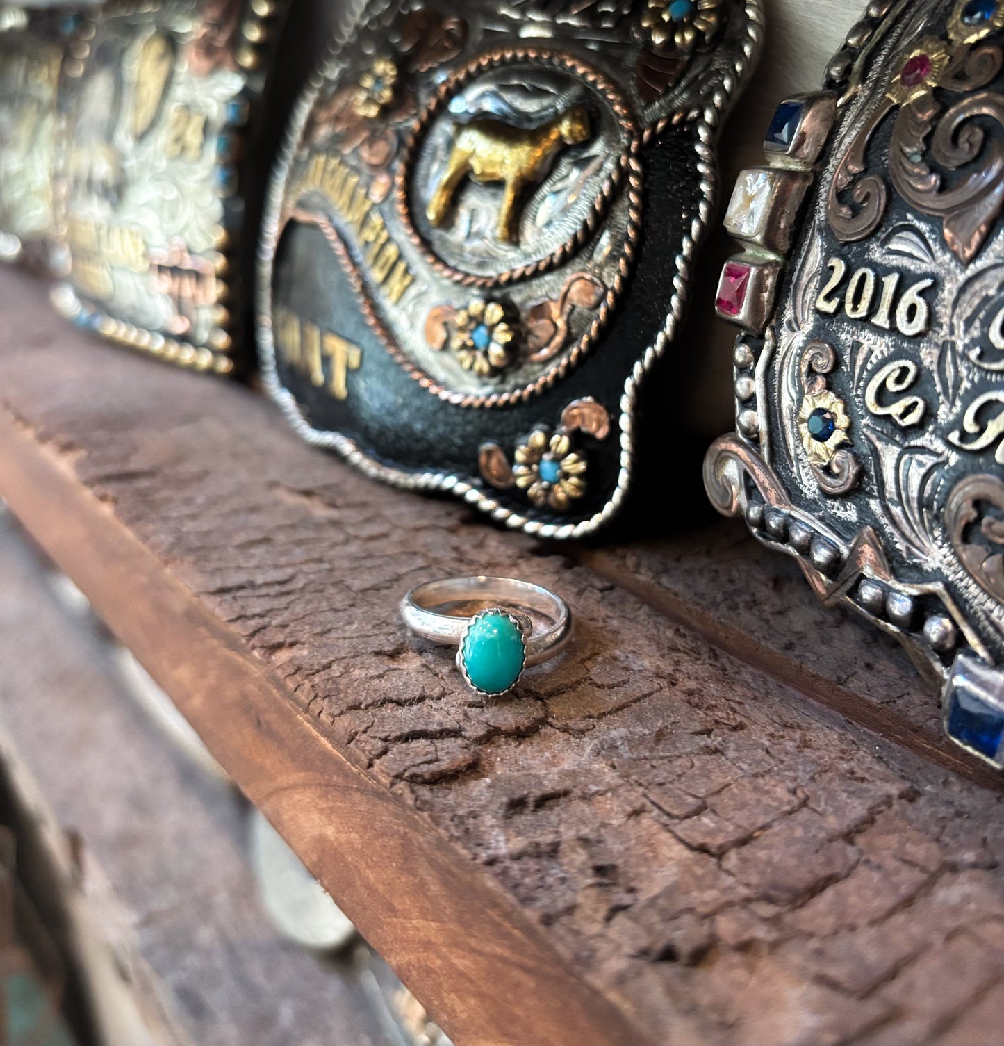 Sterling Silver & Turquoise Ring (Size 7)
