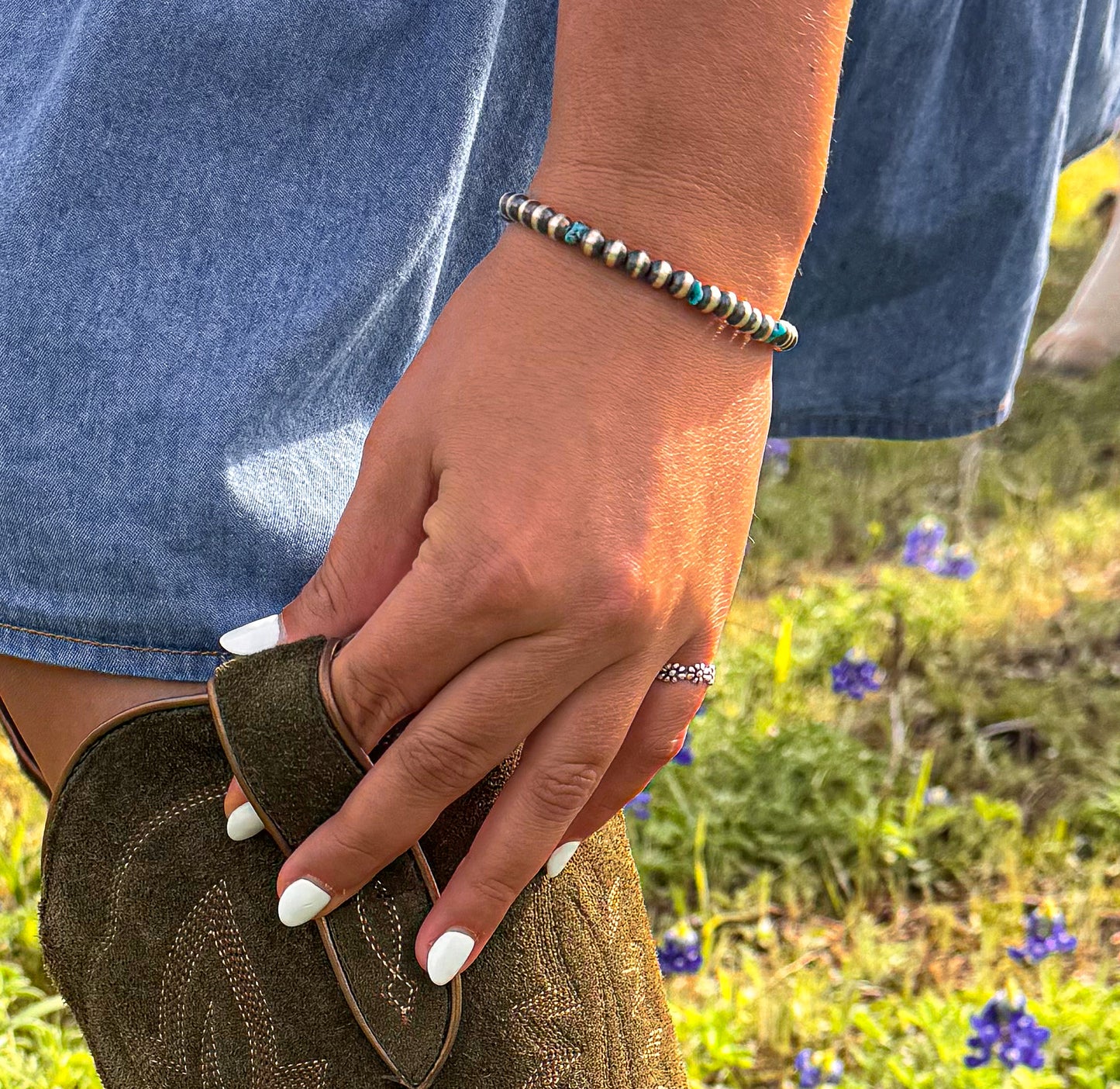 Desert Blossom Turquoise & Pearls Bracelet (5mm)