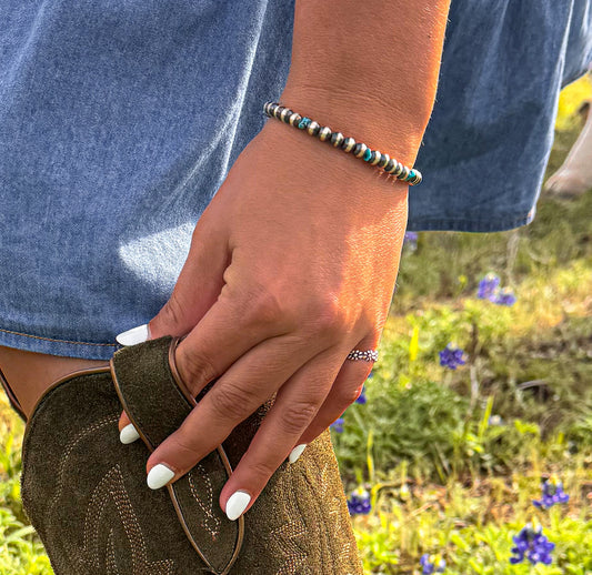 Desert Blossom Turquoise & Pearls Bracelet (5mm)