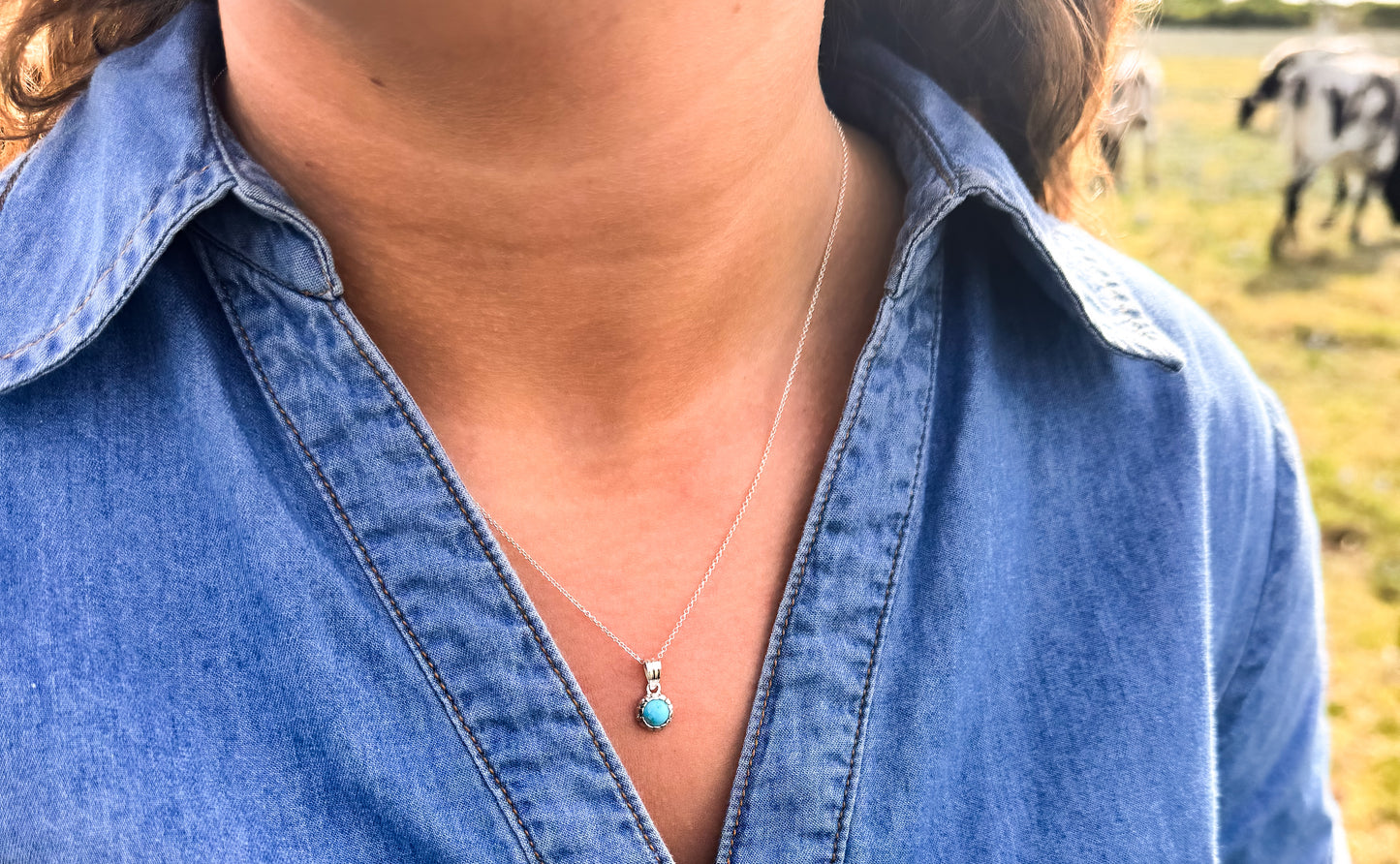 Dainty Turquoise & Silver Necklace