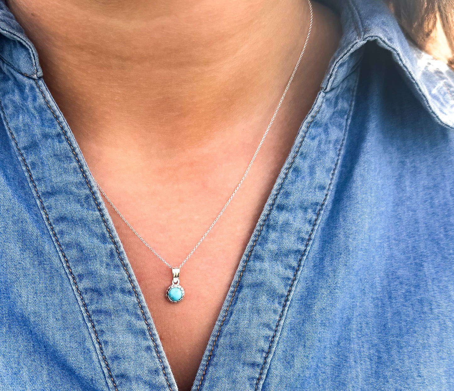 Dainty Turquoise & Silver Necklace
