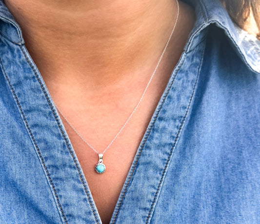 Dainty Turquoise & Silver Necklace