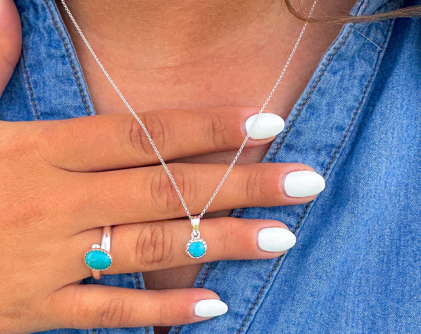 Dainty Turquoise & Silver Necklace